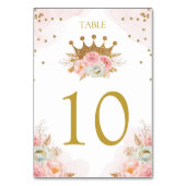 Floral Pink & Gold Princess Royal Table number テーブルナンバー (裏面)