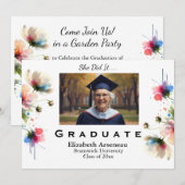  Floral Pink Graduation  Invitation Personalize シーズンカード (正面/裏面)