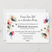 Floral Pink Graduation  Invitation Personalize シーズンカード (裏面)