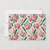 Floral Pink Green Hair Stylist Business サンキューカード (裏面)