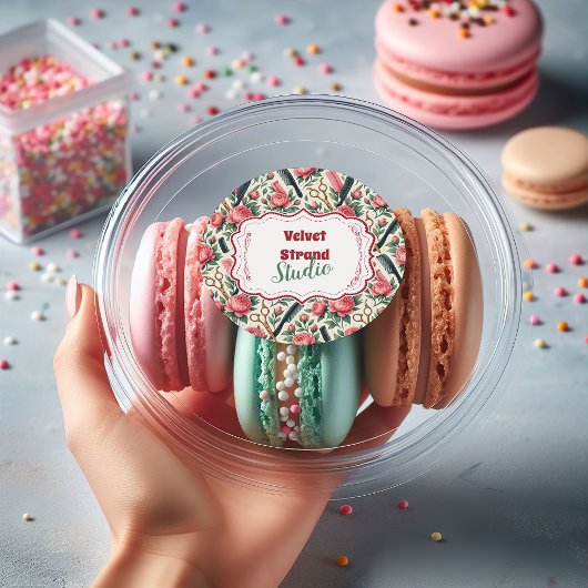 Floral Pink Green Hair Stylist Business ラウンドシール