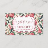 Floral Pink Green Hair Stylist Business 割引カード (正面)