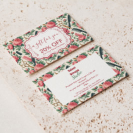 Floral Pink Green Hair Stylist Business 割引カード