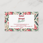 Floral Pink Green Hair Stylist Business 名刺 (裏面)