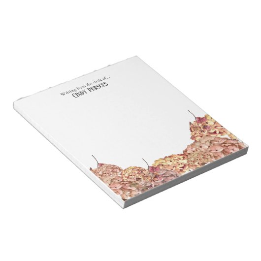 Floral Pink Hydrangea Border Personalized Notepad ノートパッド (アングル)