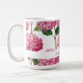 Floral Pink Hydrangea with Custom Name コーヒーマグカップ (左)