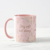 Floral Pink Inspirational Quote – Stay Soft マグカップ (左)