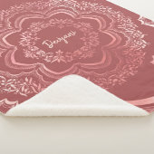 Floral Pink Mandala on a Pink Background シェルパブランケット (3/4)