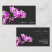 Floral pink orchid blossom calligraphy dark gray 名刺 (正面/裏面)