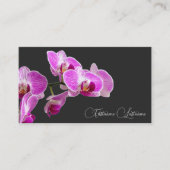 Floral pink orchid blossom calligraphy dark gray 名刺 (正面)