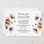 Floral Pink Photo Graduation Personalize サンキューカード (裏面)