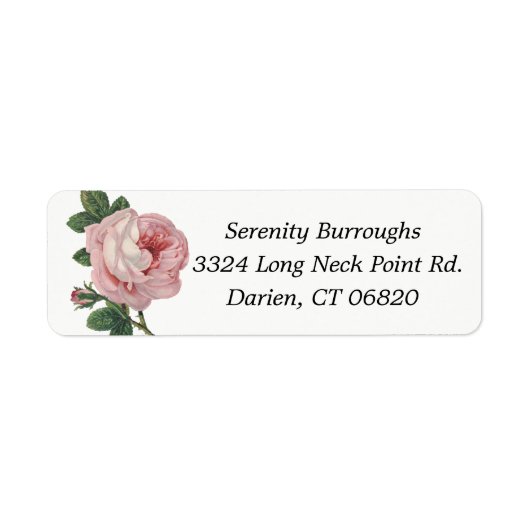 Floral Pink Rose Flowers - Wedding, Engagement ラベル (正面)