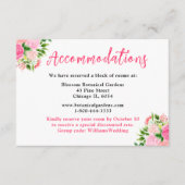 Floral Pink Roses Wedding Accommodations  エンクロージャーカード (正面)