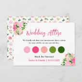 Floral Pink Roses Wedding Attire Dress Code エンクロージャーカード (正面/裏面)