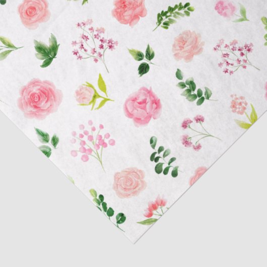 Floral Pink Roses with Foliage 薄葉紙 (詳細)