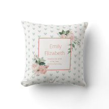 Floral Pink Sage Green Watercolor Floral Baby Girl