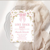 Floral Pink Tiny Bow Love Shack Baby Baby Shower  招待状