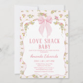 Floral Pink Tiny Bow Love Shack Baby Baby Shower  招待状 (正面)