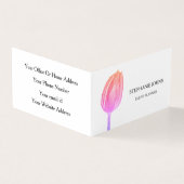 Floral Pink Tulips Art Wedding White Event Planner 名刺 (外部)