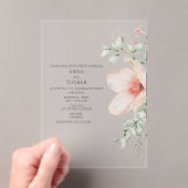 Floral Pink Wedding アクリル招待状 (インサイチュ (ポータブル))