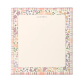 Floral Plaid “Grateful” Notepad –Pastel Stationery ノートパッド (正面)