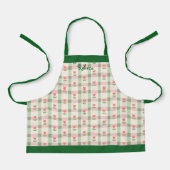 Floral Plaid Kids' Apron with Custom Name エプロン (正面)