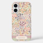 Floral & Plaid Personalized Name Phone Case  Case-Mate iPhoneケース (裏面)
