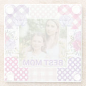 Floral & Plaid Photo Frame Mother's Day ガラスコースター (裏面)