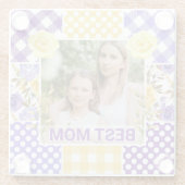 Floral & Plaid Photo Frame Mother's Day ガラスコースター (裏面)