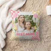 Floral & Plaid Photo Frame Mother's Day クッション (ブランケット)