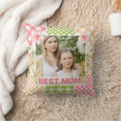Floral & Plaid Photo Frame Mother's Day クッション (ブランケット)