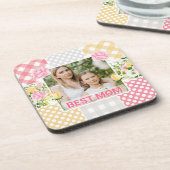 Floral & Plaid Photo Frame Mother's Day コースター (左側)