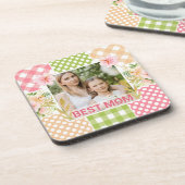Floral & Plaid Photo Frame Mother's Day コースター (左側)