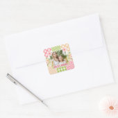 Floral & Plaid Photo Frame Mother's Day スクエアシール (封筒)