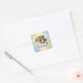 Floral & Plaid Photo Frame Mother's Day スクエアシール (封筒)