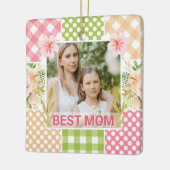 Floral & Plaid Photo Frame Mother's Day セラミックオーナメント (左)