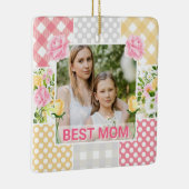 Floral & Plaid Photo Frame Mother's Day セラミックオーナメント (右)