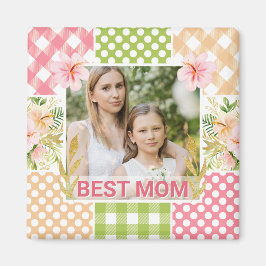 Floral & Plaid Photo Frame Mother's Day マグネット