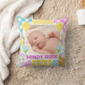 Floral & Plaid Photo Frame Newborn Baby クッション (ブランケット)