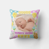 Floral & Plaid Photo Frame Newborn Baby クッション (裏面)