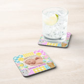 Floral & Plaid Photo Frame Newborn Baby コースター (右側)