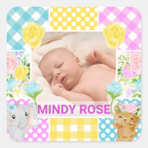 Floral & Plaid Photo Frame Newborn Baby