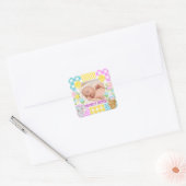Floral & Plaid Photo Frame Newborn Baby スクエアシール (封筒)