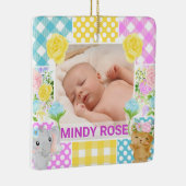 Floral & Plaid Photo Frame Newborn Baby セラミックオーナメント (右)