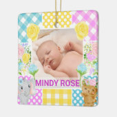 Floral & Plaid Photo Frame Newborn Baby セラミックオーナメント (左)