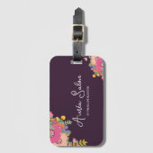 Floral & Plum Hair Luggage Tag ラゲッジタグ (正面縦)
