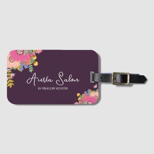 Floral & Plum Hair Luggage Tag ラゲッジタグ (正面横)