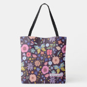 Floral & Plum Name Tote Bag トートバッグ (裏面)