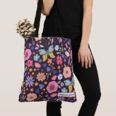 Floral & Plum Name Tote Bag トートバッグ (クローズアップ)