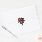 Floral Poinsettia Christmas – Festive Holiday ラウンドシール (封筒)